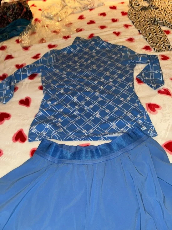 Blue Patterned Collared Women’s Blouse - Picture 2 of 3